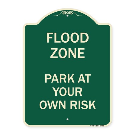 Signmission Designer Series Sign-Flood Zone, Green & Tan Heavy-Gauge Aluminum Sign, 24" x 18", G-1824-23951 A-DES-G-1824-23951